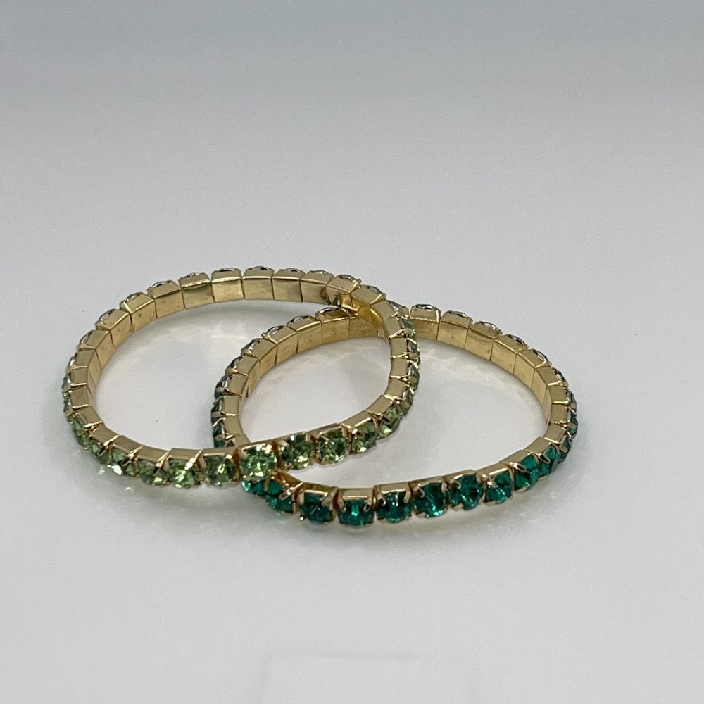 Two green colored rhinestone bracelets